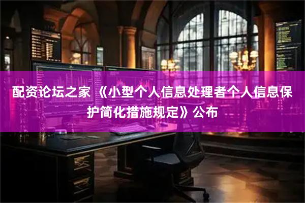 配资论坛之家 《小型个人信息处理者个人信息保护简化措施规定》公布